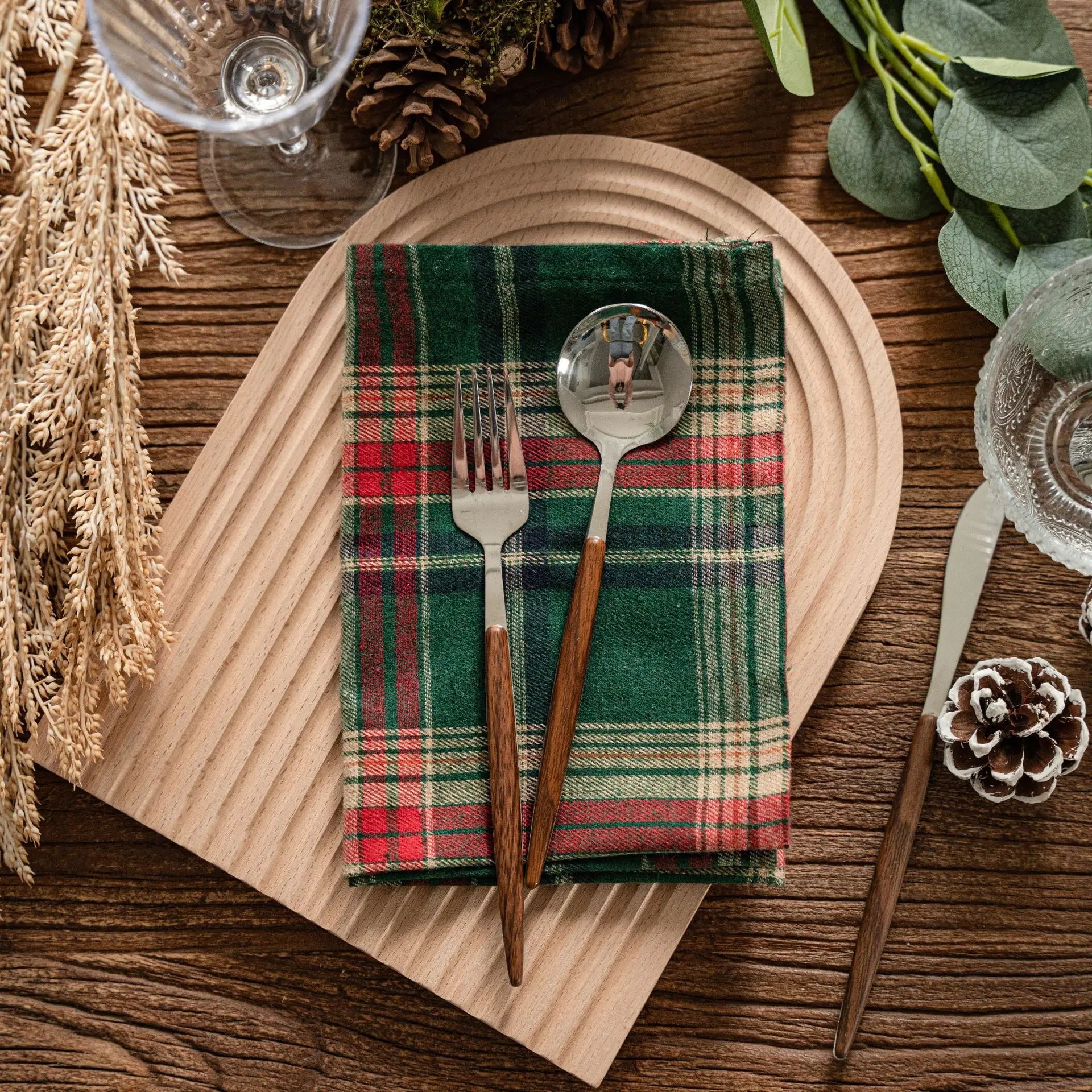 Festive Charm: Plaid fabric napkins / placemats