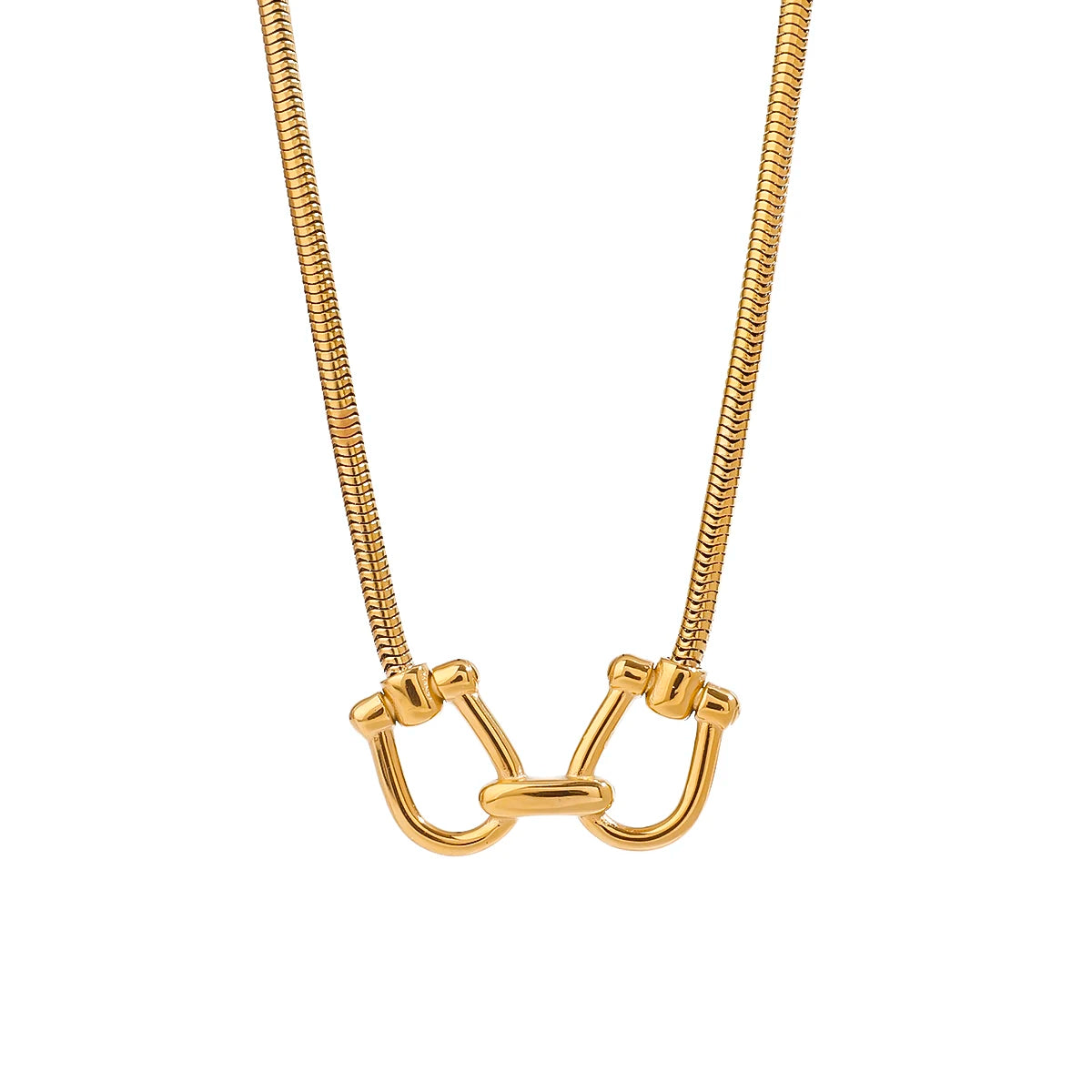 Gold Chain Necklace Horseshoe Buckle Design