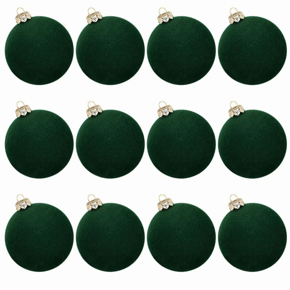 12pcs/box Velvet Christmas Ball Pendant 8cm Christmas Tree Ornaments
