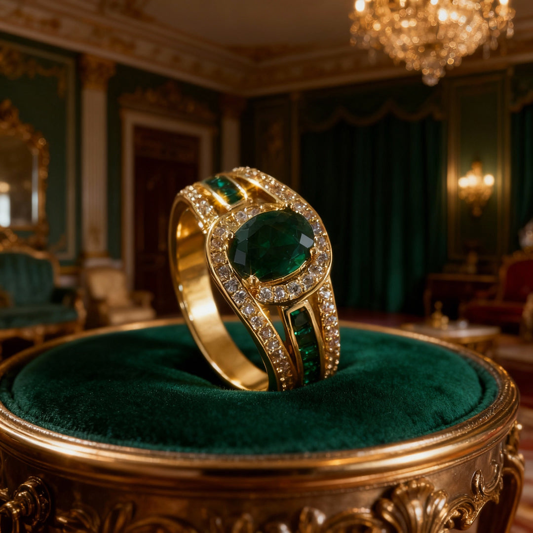 Classic Cocktail Ring with Emerald Green Cubic Zirconia