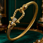 Timeless 18K Gold Plated 'Sailor's Knot' Bangle Bracelet | Classic Pave Clasp and Exquisite Design