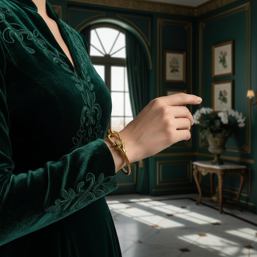 Timeless 18K Gold Plated 'Sailor's Knot' Bangle Bracelet | Classic Pave Clasp and Exquisite Design